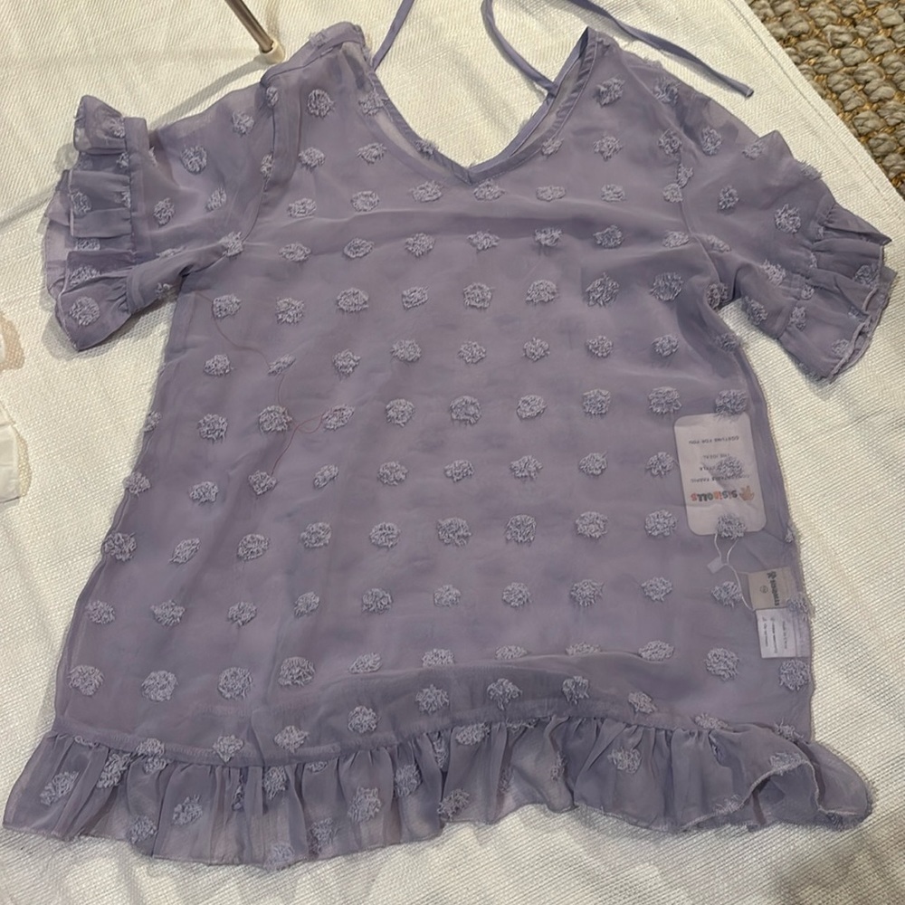 Girls Chiffon Swim Cover Up Swiss Dot Sheer Beach Wraps for 3-12 Yrs Blue 7-8Y